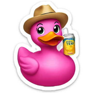 cute pink rubber duck drinking a twisted tea sticker