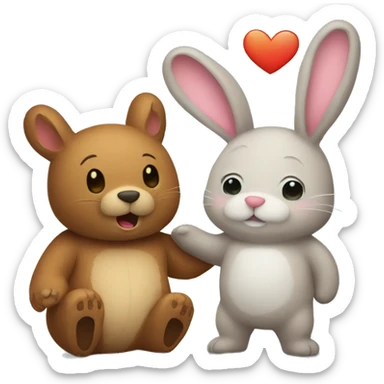 Bunny and bear love sticker