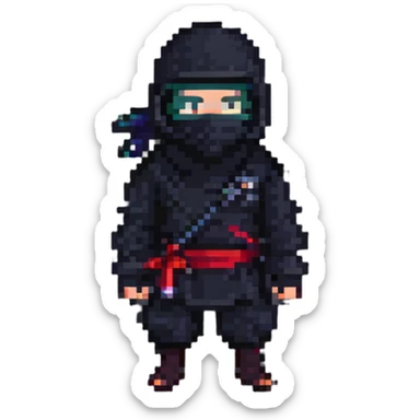pixel art masked ninja sticker