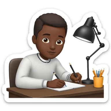 black man writing at a desk sticker