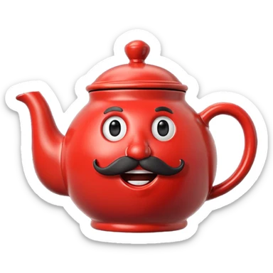 talking teapot red with mustach sticker
