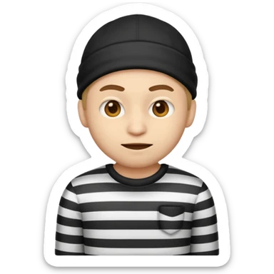 A theif robber emoji,Stripped shirt. sticker