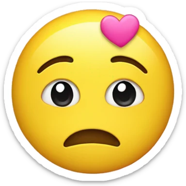 Shy yellow emoji with pink hearts around it  sticker