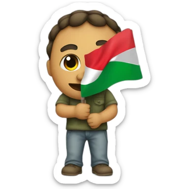 An emoji crying with Palestine flag in hand sticker