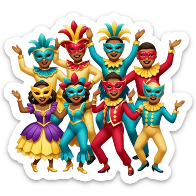 Várias pessoas dançando vestido com roupa de carnaval sticker