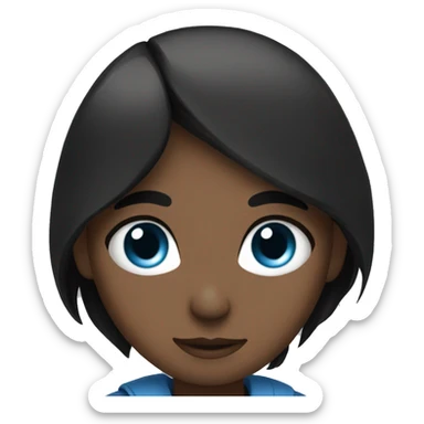 Brown har Girl blue eyes hugging black hair boy with black eyes sticker