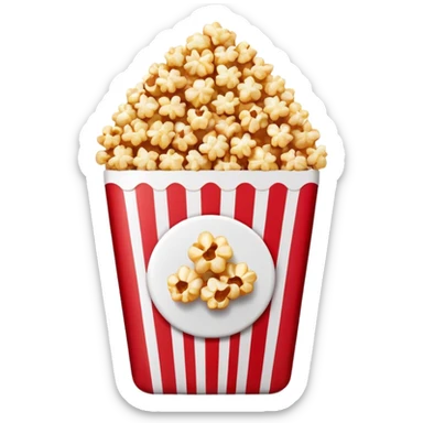minimalist caramel popcorn in red and white horizontally striped package, ultra simple design, Apple emoji style sticker