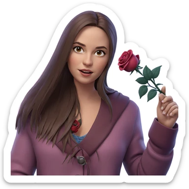 girl holding rose in focus sticker