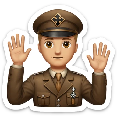 Nazi salut with nazi cross sticker