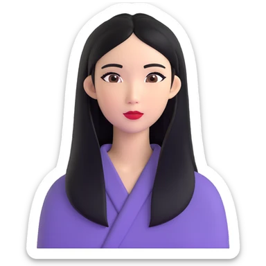 baddie with Asian and Latina features, long straight black hair, makeup sticker