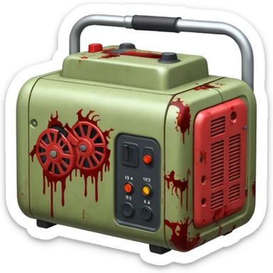 A generator for making electricity, covered in zombie guts. In a dark menacing style sticker