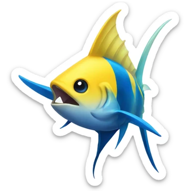 Yellow and blue sword fish  sticker