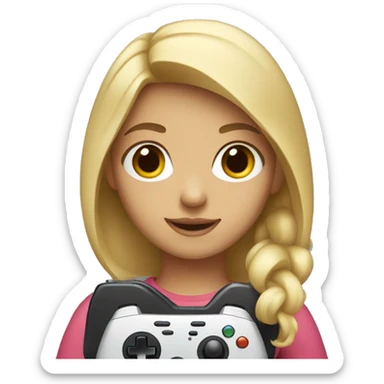 Girl with light hair holding a game controller  sticker