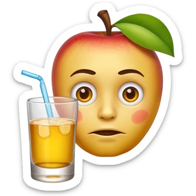 Apple emoji face drinking tequila with bored face sticker