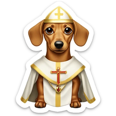 Blonde dachshund in a pope outfit sticker