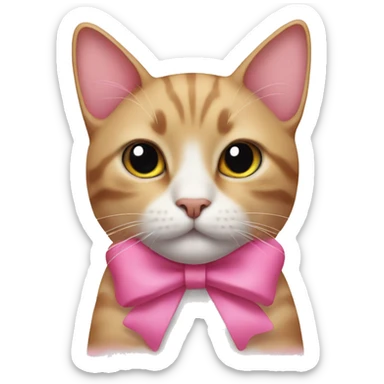 Cat wearing a pink bow  sticker