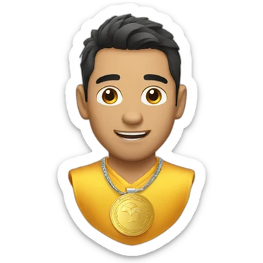 Chico con medalla sticker