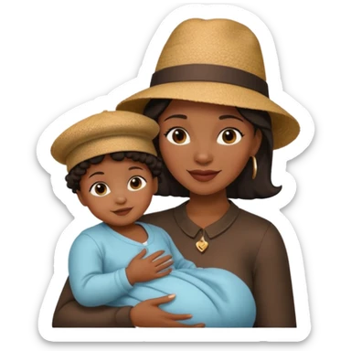 black Mother with Hats with her baby sticker