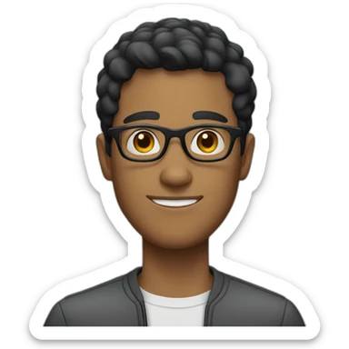 a man with short black hair wearing prescription glasses sticker