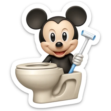 wiping from toilet mickey toilet emoji sticker