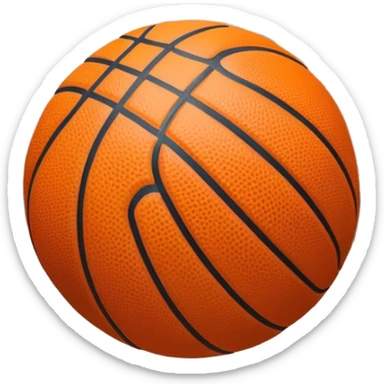 Cinematic Realistic image of a basketball captured in dynamic motion, with detailed surface textures and a slight motion blur, set against a vibrant urban backdrop with energetic lighting sticker