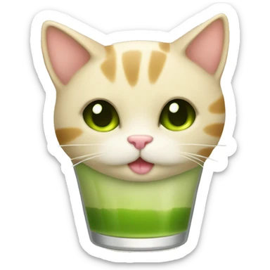 beige kitty drink matcha latee sticker
