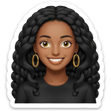 Solange, black long hair, black outfit sticker