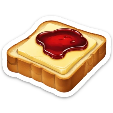 a slice of bread with butter and jam sticker