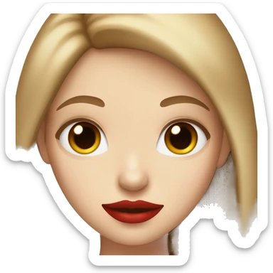 A girl with blue eyes and light brown hair and red lips  sticker