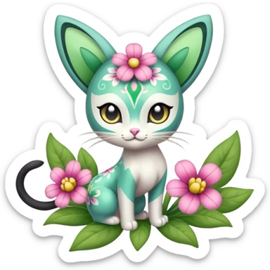 Meloetta-Floragato-Sprigatito-Meowscarada-Pokémon-Fakémon-fusion-hybrid-creature sticker