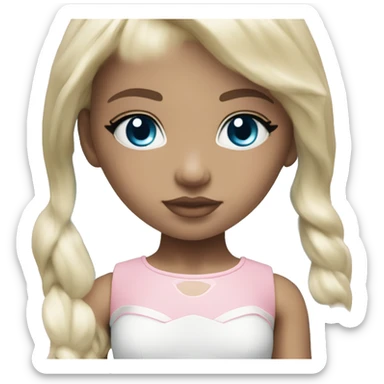 ocean blue doll eyes, blonde hair, feminine, pink, girl, angelic sticker