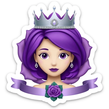 Purple shadow rose silver circle plaque with silver tiara sticker
