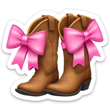 pair of girly cowboy boots with pink bow on top sticker