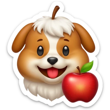funny dog pooping apple style emoji sticker