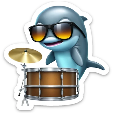 Dolphin with sunglasses playing the drum set sticker