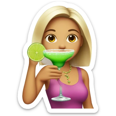 Girl drinking margarita sticker