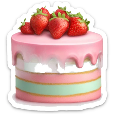Pastel Birthday cake with strawberry sticker