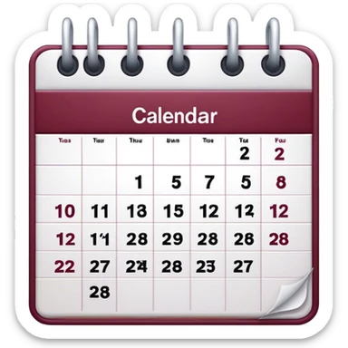 Burgundy and white calendar no dates sticker