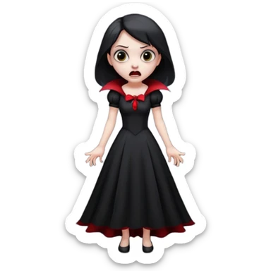 Cartoon vampire girl with a scared and shocked expression, full body  sticker