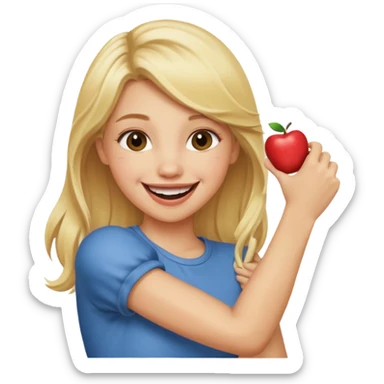 Emoji blonde girl love biting an arm sticker