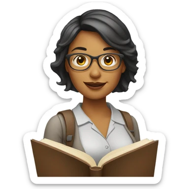 woman teacher with book sticker