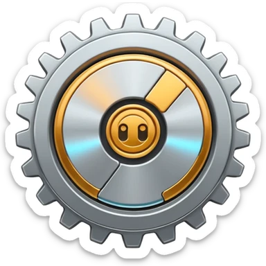 settings gear icon, metallic look sticker