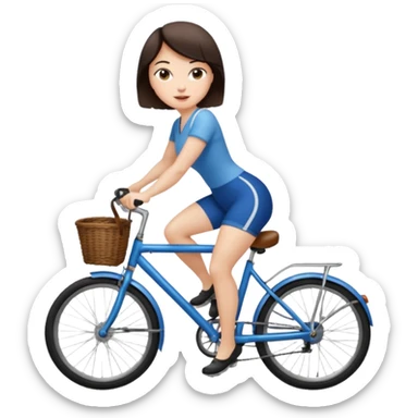 Pretty, sexy, slightly curvy white woman with short dark brown hair, riding a bicycle  sticker