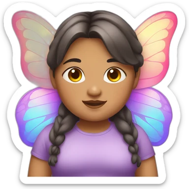 Chubby girl with butterfly wings sticker