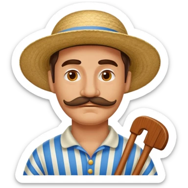 venetian gondolier with mustache, no rows sticker