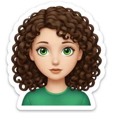 White, green-eyed, brunette girl with somehow curly hair sticker