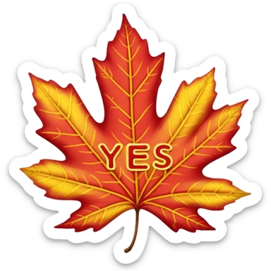 Make the background transparent and have a fall leaf that is saying yes or holding a sign saying yes sticker