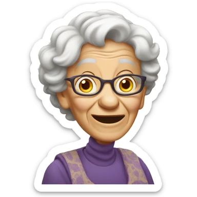 silly goofy old lady  sticker