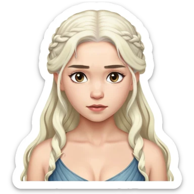 Daenerys Targaryen with platinum blonde hair from Game of Thrones, chest up portrait sticker