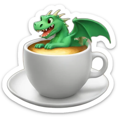 Tired dragon coming out of a cup of coffee sticker